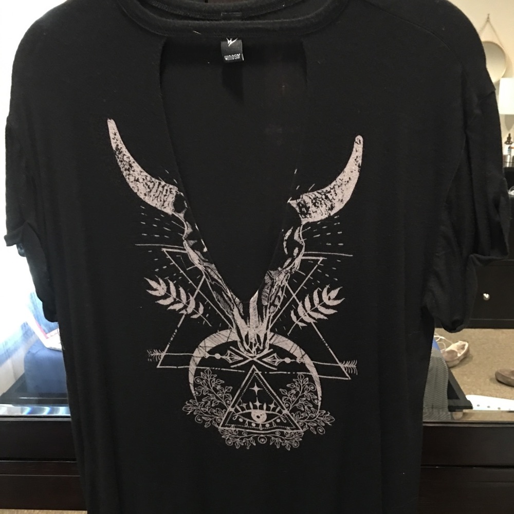 Oversized deep-V T-shirt